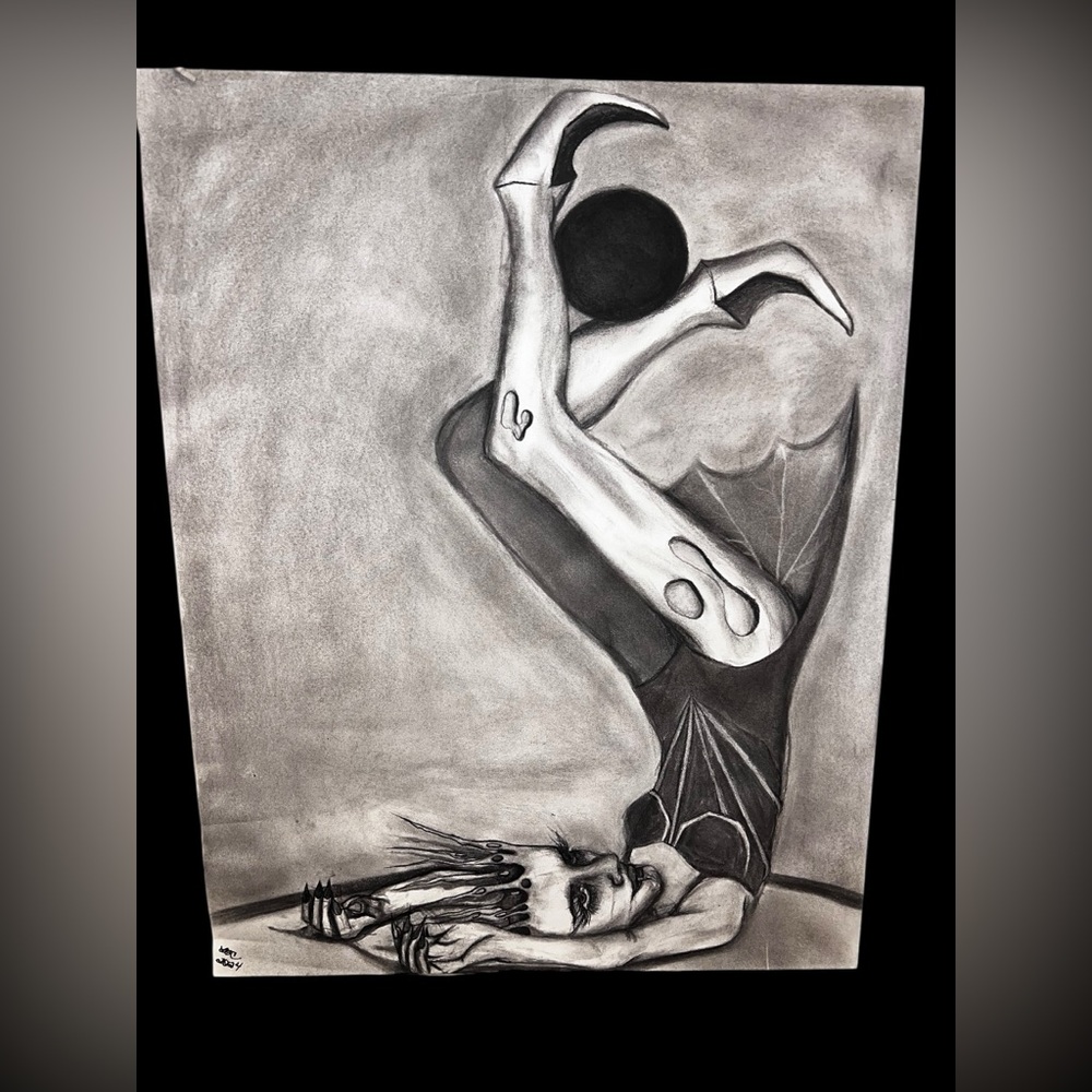 Original 18x24” Rhythmic Blood” Abstract Vampire Chalk Drawing